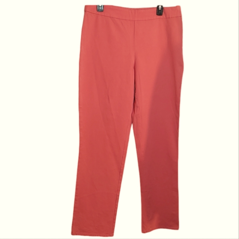 Light Orange Isaac Mizrahi Live Straight Leg Pants w/ Side Zipper sz 14